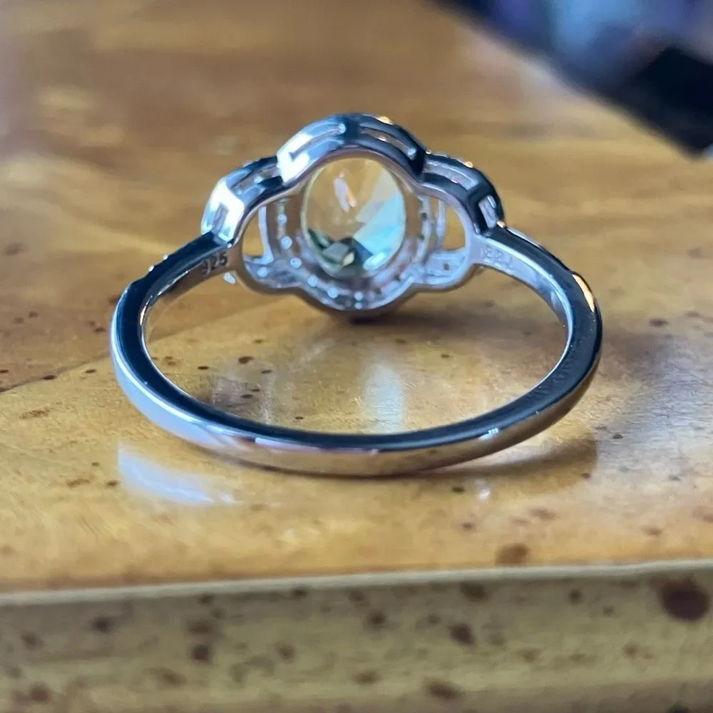Natural Canary Apatite Sterling Silver Ring Size 10